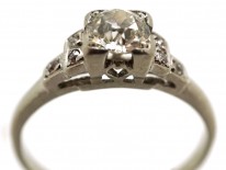 Art Deco platinum & Diamond Solitaire Ring With Diamond Set Shoulders