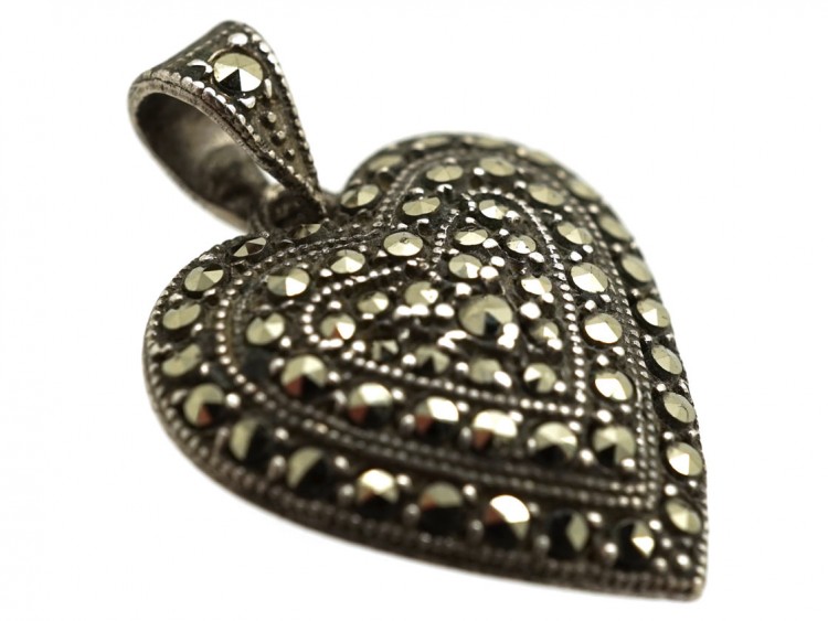 Silver & Marcasite Heart Pendant