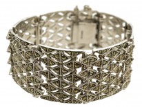 Silver & Marcasite Articulated Wide Bracelet