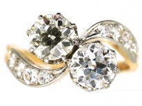 Edwardian 18ct Gold & Platinum, Two Stone Diamond Crossover Ring