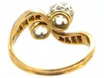 Edwardian 18ct Gold & Platinum, Two Stone Diamond Crossover Ring