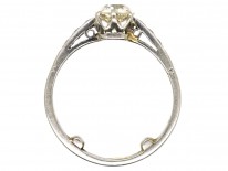 Art Deco Diamond Solitaire Ring With Diamond Set Shoulders