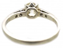 Art Deco Diamond Solitaire Ring With Diamond Set Shoulders
