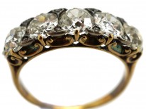 Victorian 18ct Gold Five Stone Diamond Carved Half Hoop Ring