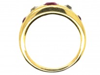 Victorian 18ct Gold Ruby & Diamond Rub Over Ring