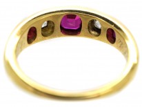 Victorian 18ct Gold Ruby & Diamond Rub Over Ring