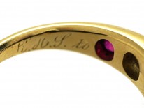 Victorian 18ct Gold Ruby & Diamond Rub Over Ring