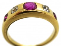 Victorian 18ct Gold Ruby & Diamond Rub Over Ring