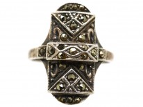 Art Deco Silver & Marcasite Rectangular Ring