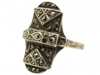 Art Deco Silver & Marcasite Rectangular Ring