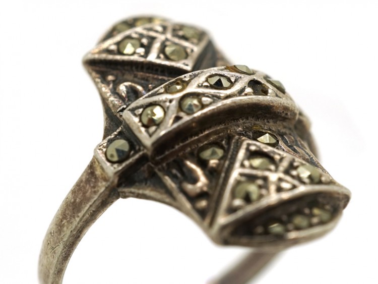 Art Deco Silver & Marcasite Rectangular Ring