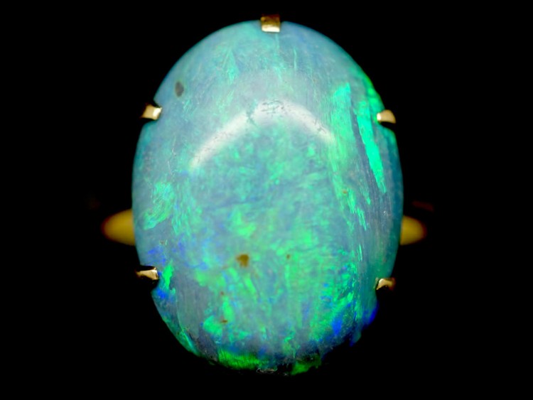 Art Deco 18ct Gold & Black Opal Ring