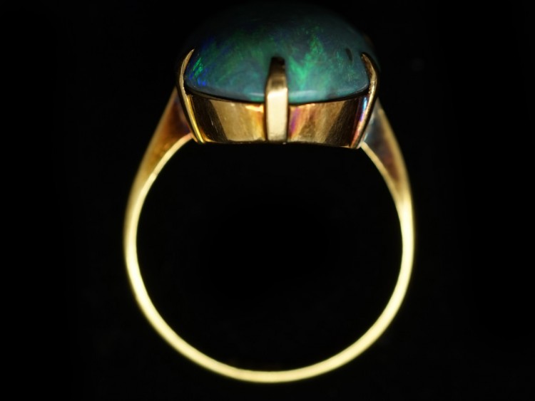 Art Deco 18ct Gold & Black Opal Ring