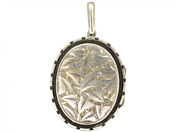 Victorian Silver & Gold Overlay Locket With A Bird & Butterfly