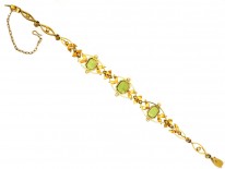 Edwardian 15ct Gold Suffragette Bracelet Set With Peridots, Pearls & Rubies in Original Case