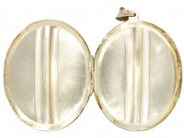 Silver Engraved & Striped Oval Locket