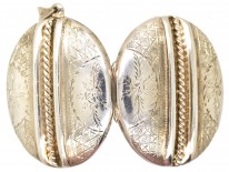 Silver Engraved & Striped Oval Locket
