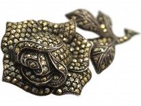 Silver & Marcasite Rose Brooch