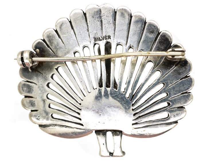 Silver & Marcasite Peacock Brooch