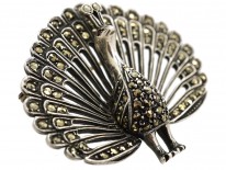 Silver & Marcasite Peacock Brooch