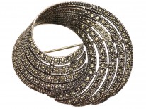 Silver & Marcasite Swirly Brooch