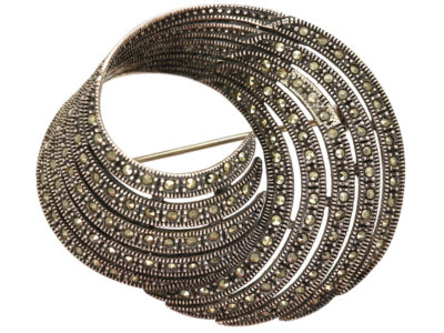 Silver & Marcasite Swirly Brooch