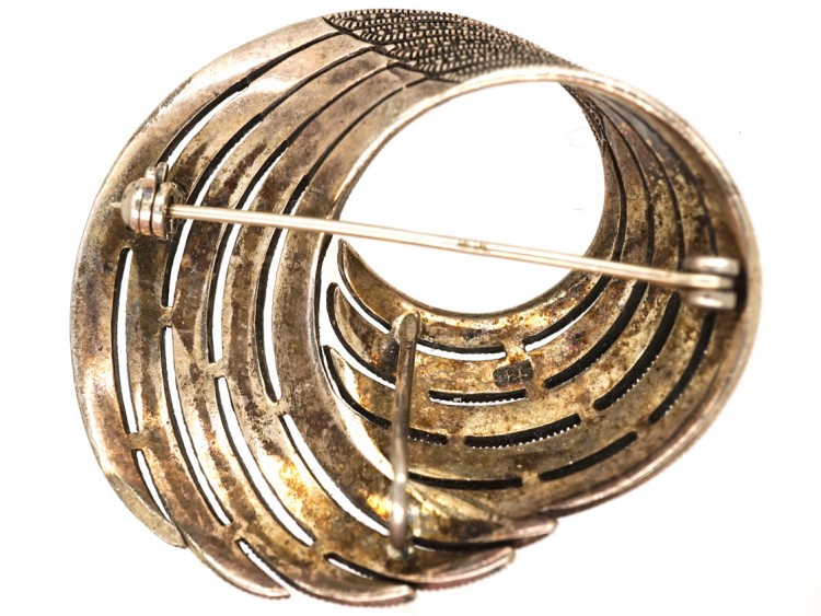 Silver & Marcasite Swirly Brooch
