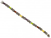 Multi Stone Silver & Marcasite Bracelet