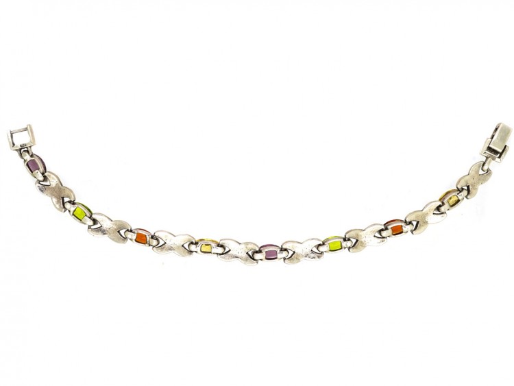Multi Stone Silver & Marcasite Bracelet