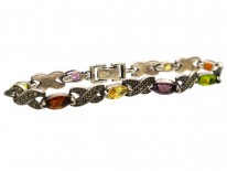 Multi Stone Silver & Marcasite Bracelet