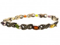 Multi Stone Silver & Marcasite Bracelet