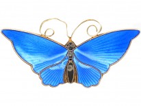 Silver Gilt & Blue Enamel Butterfly Brooch By David Andersen