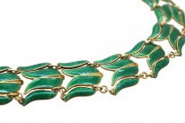 Silver Gilt & Green Enamel Tulip Design Necklace