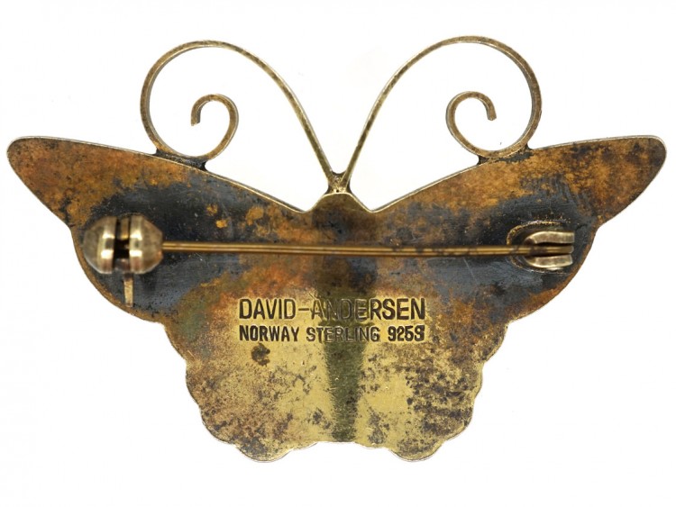 Silver Gilt & Enamel Butterfly Brooch By David Andersen