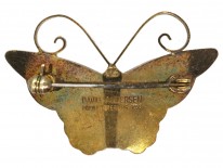 Silver Gilt & Black, Yellow & Orange Enamel Butterfly Brooch By David Andersen