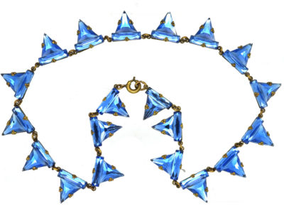 Art Deco Czechoslovakian Blue Paste Necklace
