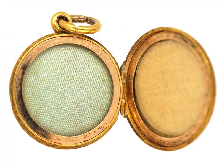 Edwardian 18ct Gold Round Locket Set With A Diamond