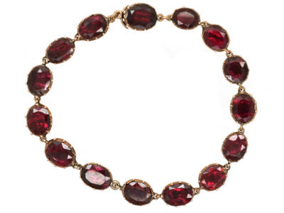 Georgian Gold & Flat Cut Garnet Bracelet