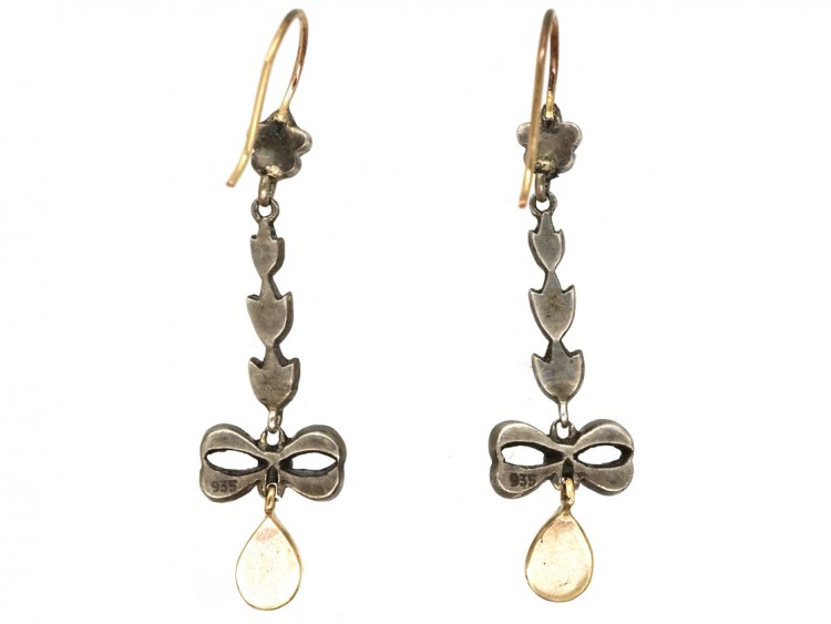 Silver, Marcasite & Opal Drop Earrings