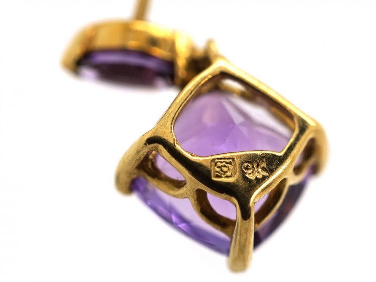 9ct Gold Amethyst Drop Earrings