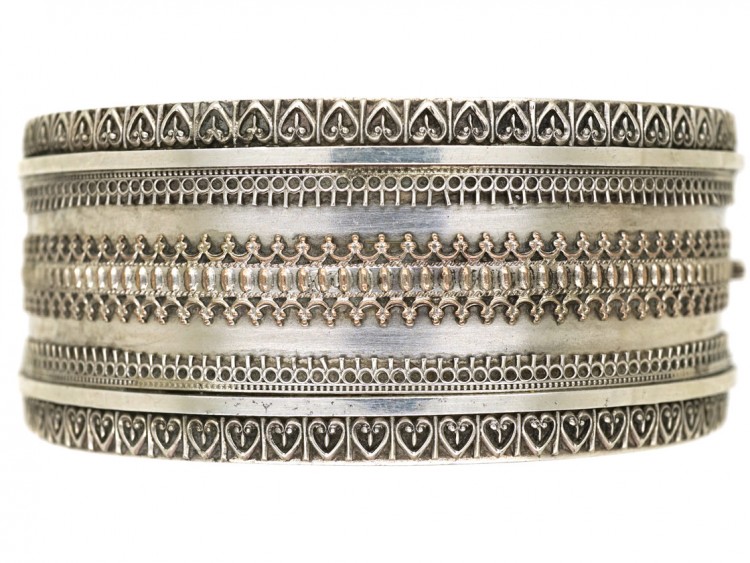 Victorian Etruscan Work Silver Bangle