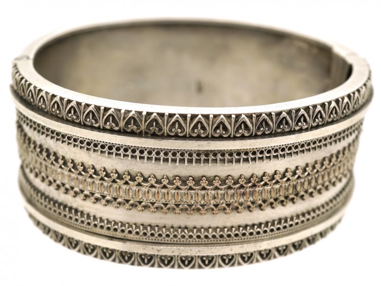 Victorian Etruscan Work Silver Bangle