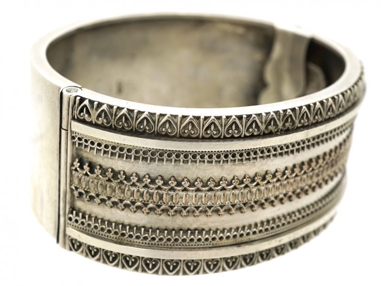 Victorian Etruscan Work Silver Bangle