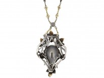 Silver, Gold & Enamel Art Nouveau Pendant By R Isaac