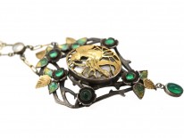 Silver, Gold & Enamel Art Nouveau Pendant By R Isaac