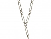 Art Deco Silver & Paste Long Chain Necklace