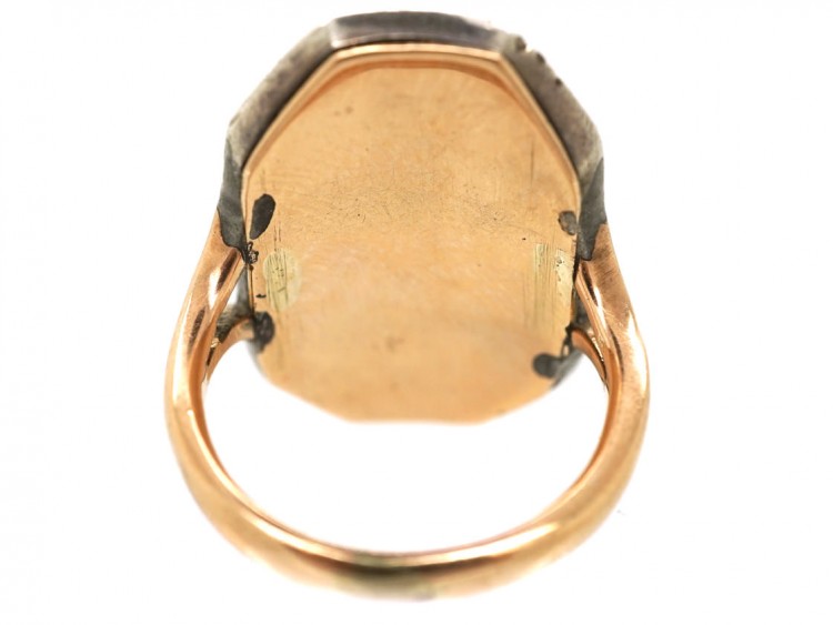 Georgian 9ct Gold & Silver, Blue Glass & Paste Firmament Ring