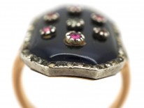 Georgian 9ct Gold & Silver, Blue Glass & Paste Firmament Ring