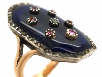 Georgian 9ct Gold & Silver, Blue Glass & Paste Firmament Ring