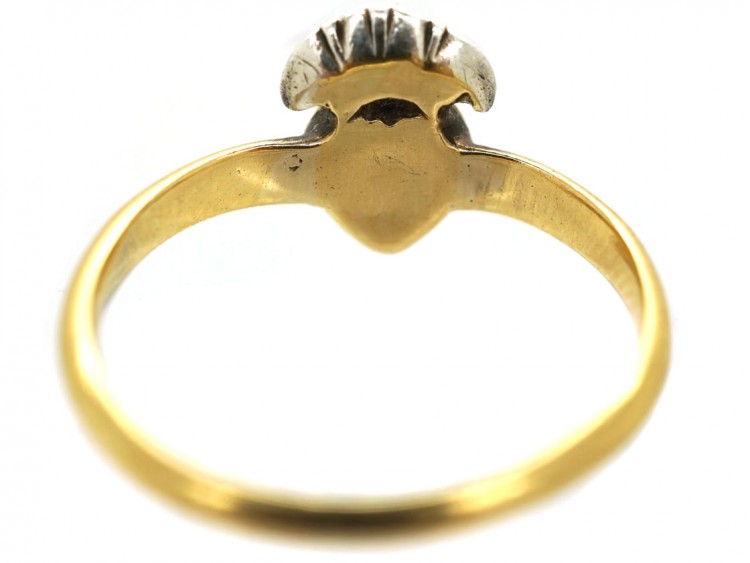 18ct Gold Stuart Heart & Crown Rock Crystal Ring